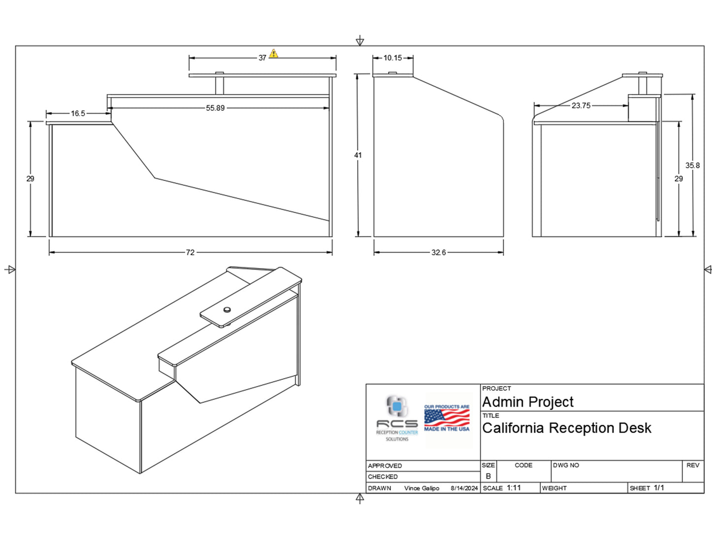 This is the California Reception Desk. It is a clean Modern Reception desk with LED lights. This desk is perfect for any office, retail store, hotel, lobby, and much more.