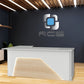 An elegant and streamlined modern office desk with a sleek design. The desk features a minimalist aesthetic with clean lines, a smooth surface, and a contemporary color scheme. It includes ample workspace, integrated storage compartments, and stylish metal or wooden legs. Perfect for a productive and modern work environment